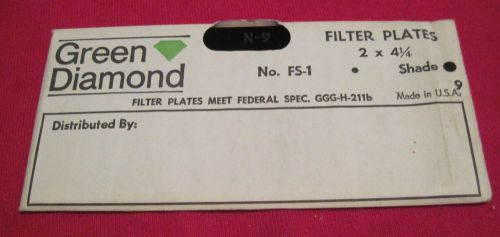 Green diamond no. fs-1 filter plates shade 9  2&#034; x 4 1/4&#034; for sale