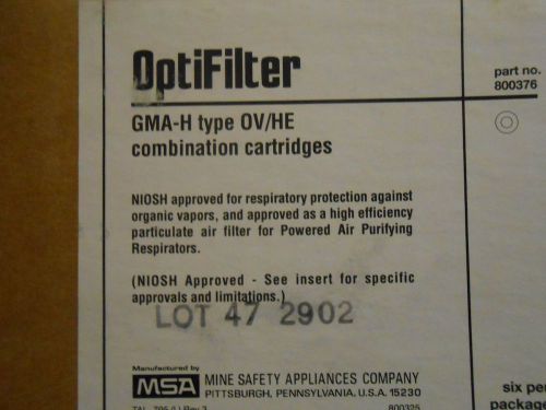 MSA Optifilter GMA-H type OV/HE Combination cartridges (box of 6)