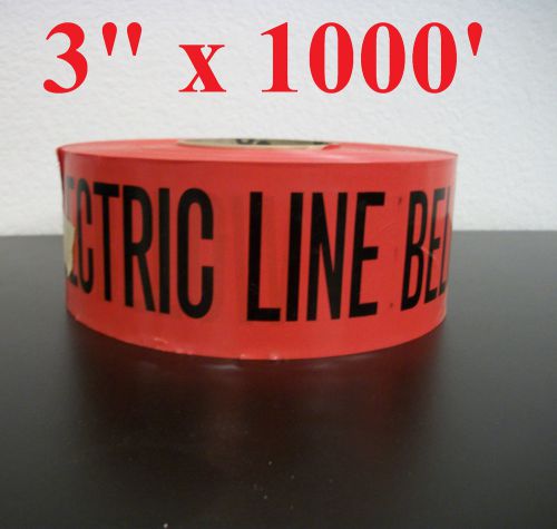 New red caution electric line below 3&#034;x1,000ft new!!! for sale