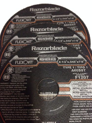 Flexovit razorblade 4 1/2&#034; x .045&#034; x 7/8&#034;type 1 cutoff wheel-3 pack for sale