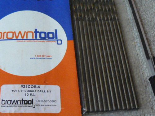 Browntool #21 X 6`` Cobalt extra long drill bits 12 pack brand new!!