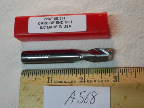 3 NEW 7/16&#034; DIAMETER CARBIDE END MILL. 2 FLUTE. 7/16&#034; SHANK. MADE IN USA [A568A]