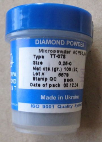 Diamond Powder ,weight =20,0 gr. 100 cts, 0,25-0 Microns or Mesh 50000.