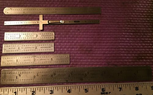 Nice assorted lot 6 machinist lathe tools rule(s) incl: (4) starrett &amp; general for sale
