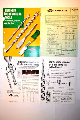 4 PC GREENLEE WOODWORKING TOOLS CATALOG 37-H &amp; PRICE LIST &amp; FLYERS #RR487