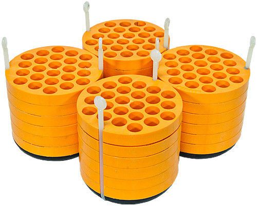 Set of 4 Beckman 339179 Centrifuge Rotor Bucket Tube Adapters Orange 24 slots