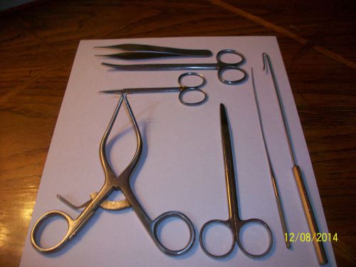 Miltex surgical instruments lot of 7, gelpi retractor, scissors misc.