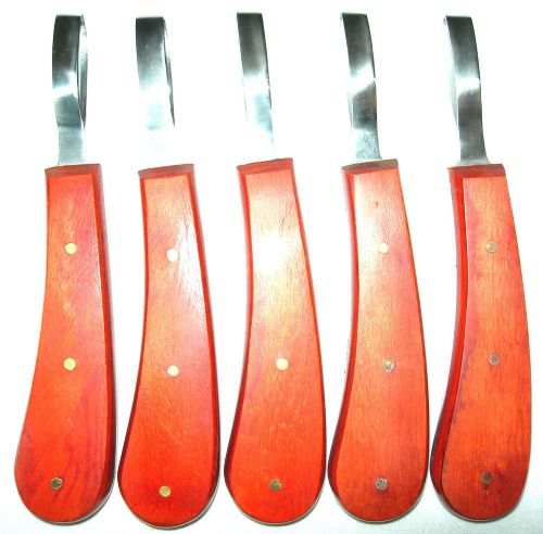 Five right hand large oval hoof knife, stn. steel, hand crafted, polished handle for sale