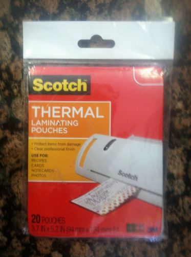 Scotch Thermal Laminating 20 Pouches 3.7mm&#034;&#034; x 5.2&#034;&#034;