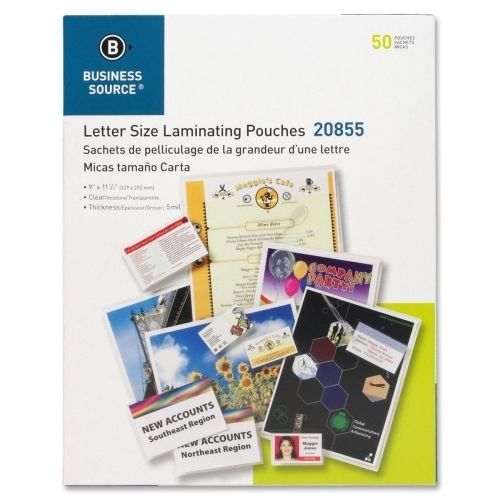 Business source 20855 laminating pouch letter 5mil 9inx11-1/2in 50/bx clear for sale