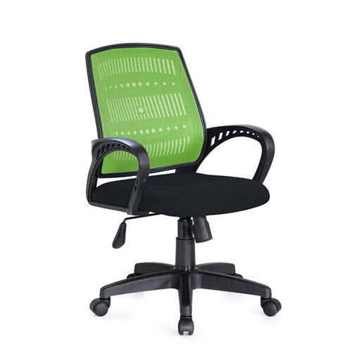GREEN AND BLACK MESH OFFICE/HOME CHAIR WITH ARMS AND ADJUSTABLE HEIGHT