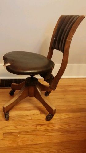 Vintage wood and leather Chicogo office chair