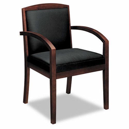 Basyx black leather/wood chair, upholstery with mahogany frame (bsxvl853nsp11) for sale