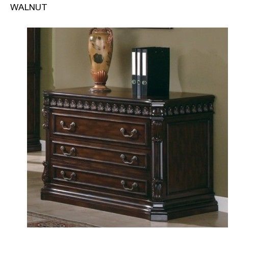 Traditional Home Office 2 Drawer Lateral File Cabinet Walnut Wood Classy Storage