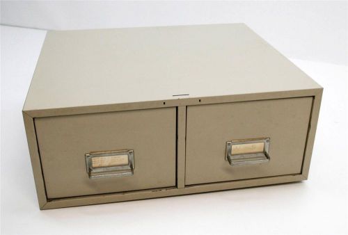 Vtg STEELMASTER 2 DRAWER FILE CABINET beige filing card 6x8 box industrial case