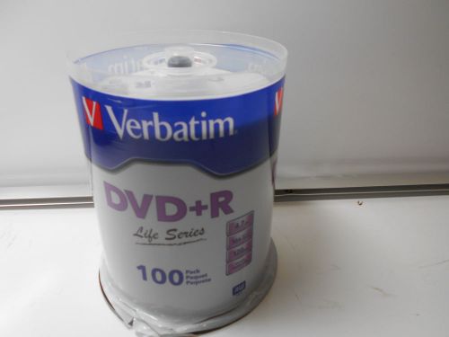 Verbatim 95098 DVD+R Disc, 4.7GB, 120 Minutes, 16X, 100/Spindle Pack,