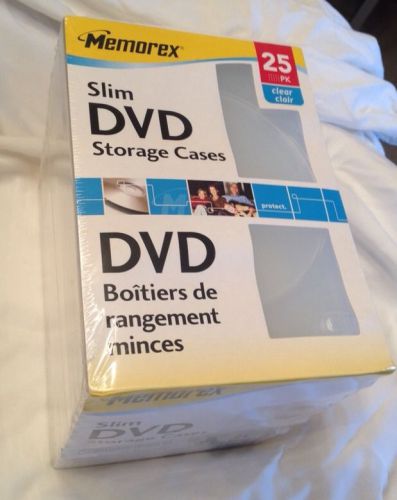 NEW Memorex Slim DVD Video Storage Cases - 25 Pack - Clear