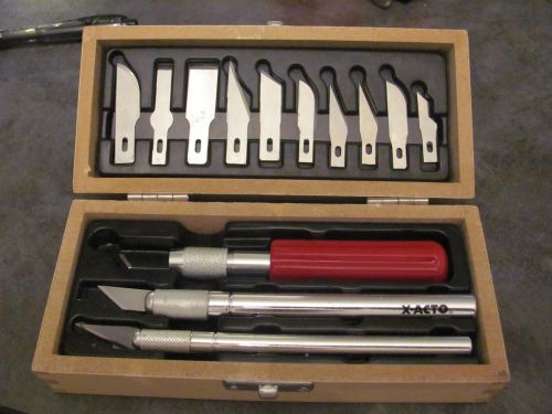 X-ATCO Knife Set, 3 Knives,10 Blades w/Wooden  Case,Gently USED,Mint Condition