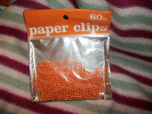 Orange Square Shaped Paper Clips, 60 count