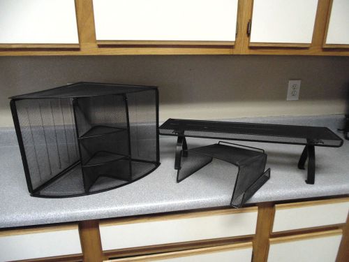 3 Piece OFFICE DEPOT Brand Metro Black Office Metal Mesh Desk Set --Gift Items?