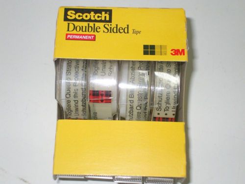 3M Scotch Double Sided Permanent Tape 4 Rolls 1/2 in x 400 Inches New