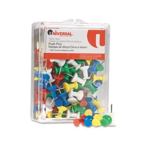 Universal Office Products 31310 Colored Push Pins, Plastic, Rainbow, 3/8&#034;,