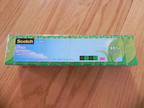 12 rolls-3M scotch magic greener tape made from over 65% recycled/plant-based