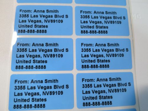 100 Blue Glossy Personalized 4.5 x 2.5 cm Waterproof Name Stickers Labels Tags