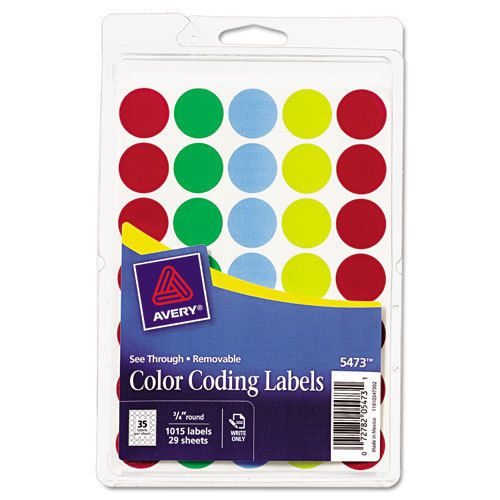 Avery Dennison Ave-05473 See-through Color Dots Label - Removable 1000