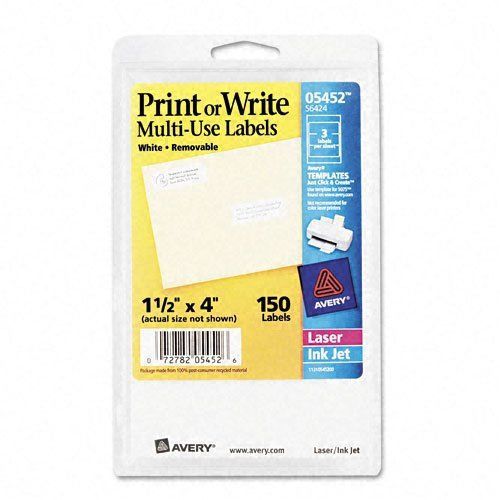 Avery handwritten removable id label - 4&#034; width x 1.50&#034; length - 150 (ave05452) for sale