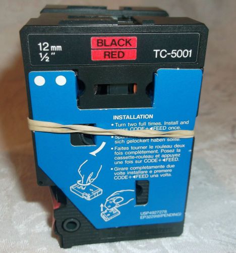 Brother Four TC-5001 P-Touch 1/2&#034; Black on Red Tape Cartridges for Label Makers