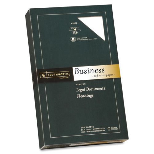 Southworth Red Ruled Business Paper - For Inkjet, Laser Print - Legal - (403er)