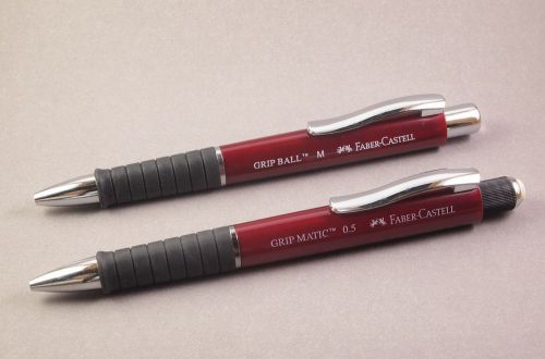 Faber Castell Grip Matic Pencil 0.5mm &amp; Grip Ball Pen (M) In Gift Box (Red)
