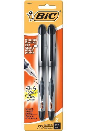 Bic disposable fountain pen - 0.7 mm pen point size - black ink - (fpdp21bk) for sale