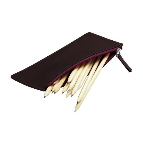 LUCRIN - Flat Pencil Holder - Smooth Cow Leather - Burgundy