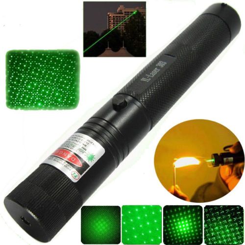 New Green Laser Pointer Pen Adjustable Focus Beam Burning Match Lazer No Battery