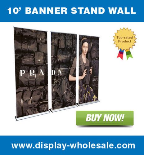 10&#039; HD Retractable Roll Up Banner Stand Wall + free vinyl print