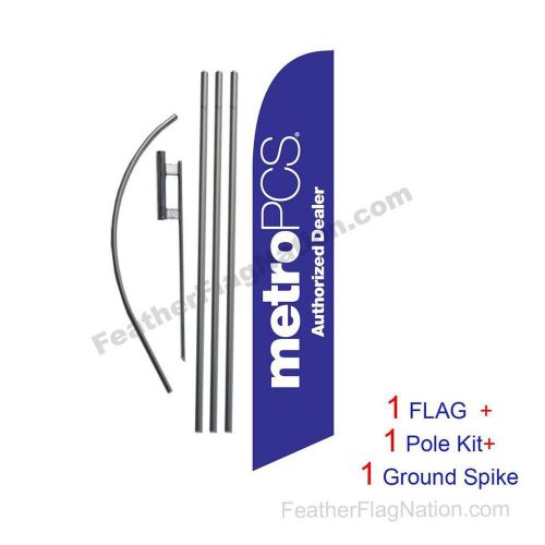 Purple MetroPCS Auth Dealer Feather Banner Swooper Flag Kit with pole+spike