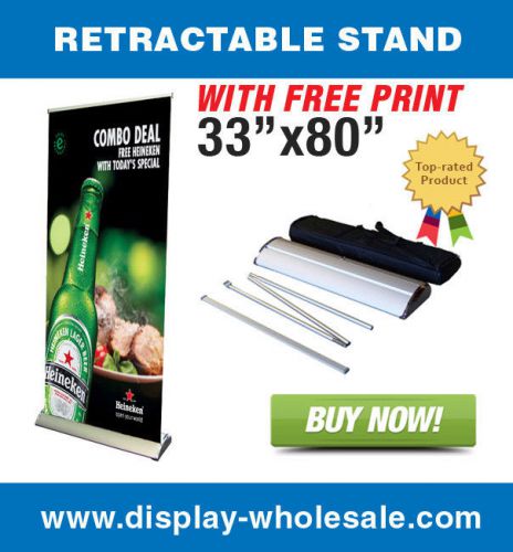 33&#034; premium retractable banner stand + vinyl print for sale