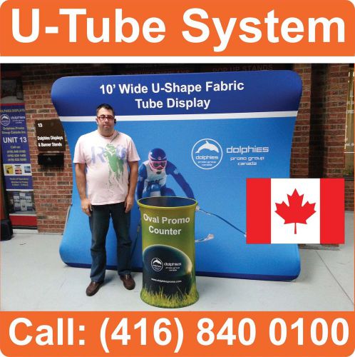 10&#039; Wide U TUBE System Pop Up Booth Banner Display + FREE TENSION FABRIC PRINT