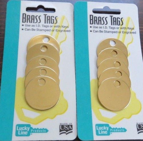 Ten (10) Brass Tags - Lucky Line #26512  One Hole -  Stamp Or Engrave - ID Tags