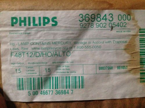Case of 15 Philips F48T12/D/HO/ Alto HIGH OUTPUT Fluorescent Lamps Bulbs