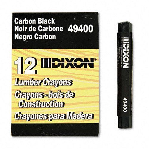 Dixon Lumber Crayon, Permanent, Carbon Black, 12-Count (49400); 072067494009