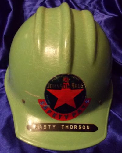Original vintage e d bullard fiberglass green hard hat hard boiled construction for sale