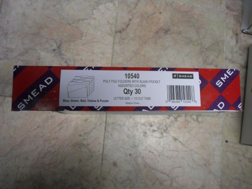 New ! Smead Manufacturing Company Slash Pocket Poly File Folders, 30/Box 10540