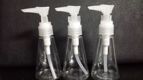 Lot of (3) Clear Plastic Travel Bottles Carry On Containers with Pump TSA