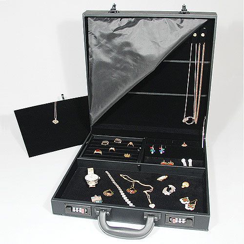 Large Jewelry Travel Attache Presentation Display Case Carrying Jewelers Storage