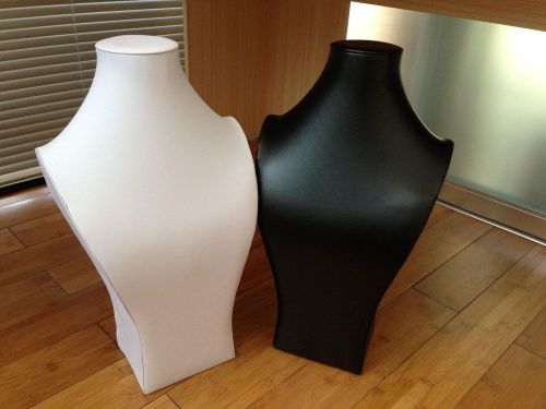 Leather Jewellery Necklace Display Bust Stand 45cm High Black White Extra Large