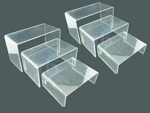 3 layer clear acrylic display riser showcase stand x 2 for sale