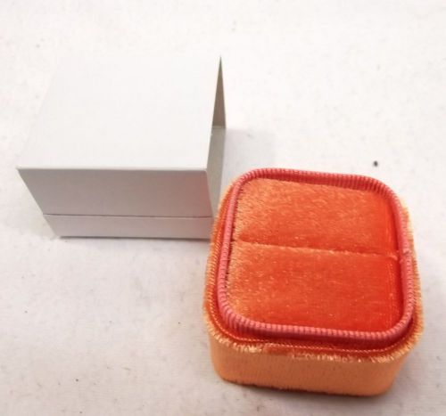 New Tangerine Orange Single Ring Display Box Cube Velvet Jewelry Store Surplus
